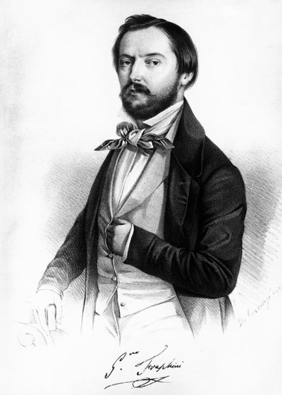Portret van Gaetano Fraschini, Italiaanse tenor, gravure door Unbekannt Unbekannt