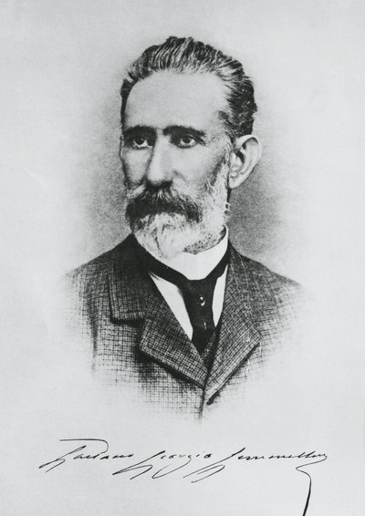 Portret van Gaetano Giorgio Gemmellaro (1832-1904), Italiaanse geoloog, paleontoloog en politicus, gravure door Unbekannt Unbekannt