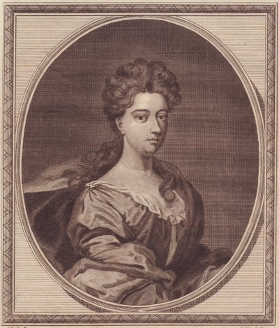 Portret van Greville Doddington, Hertogin van Manchester (1672-1720), kopergravure door John Goldar (1729-1795) naar schilderij van G Kneller door Unbekannt Unbekannt
