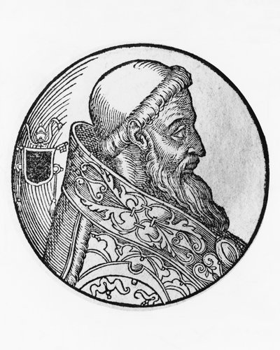 Portret van Honorius I, 70e paus van de Katholieke Kerk, gravure door Unbekannt Unbekannt