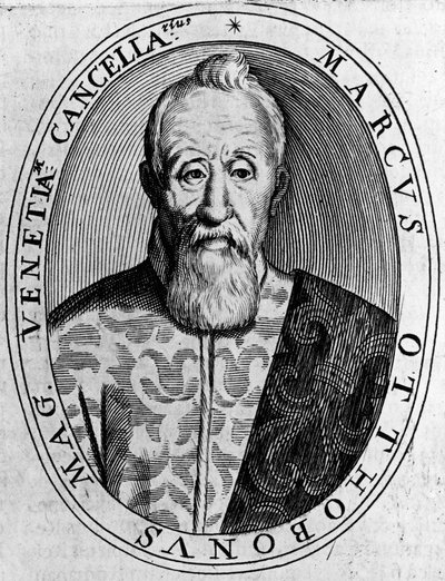 Portret van Marco Ottoboni, grootkanselier van Venetië, gravure door Unbekannt Unbekannt