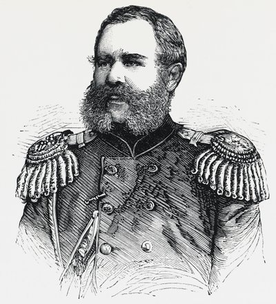 Portret van Nikolai Obruchev (1830-1904), Russische generaal, gravure door Unbekannt Unbekannt