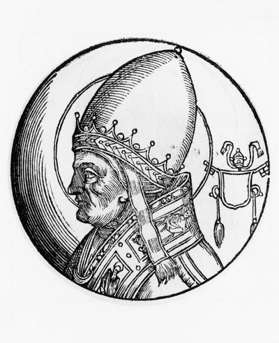 Portret van Sint Bonifatius IV (overleden 615), 67e paus van de Katholieke Kerk vanaf 608, gravure door Unbekannt Unbekannt