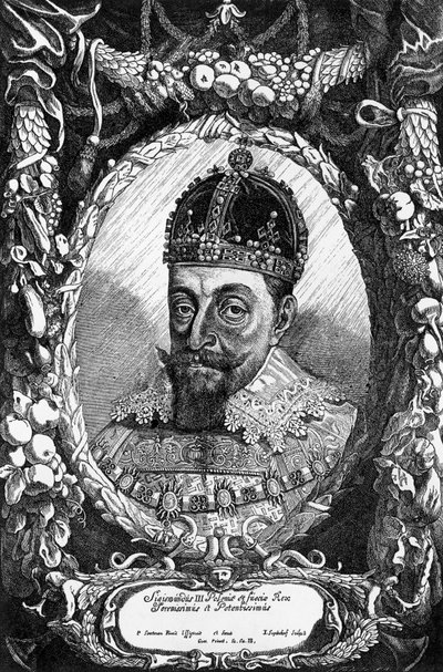 Portret van Sigismund III Vasa, koning van Polen en Zweden, grootvorst van Litouwen, gravure door Unbekannt Unbekannt