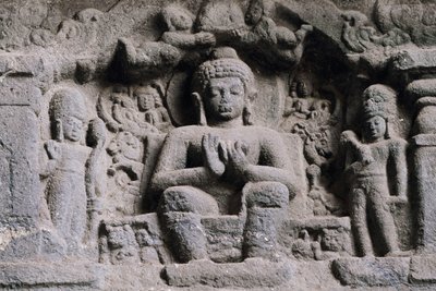 Reliëf met Boeddha, Karla-grotten, Maharashtra, India, 2e eeuw door Unbekannt Unbekannt