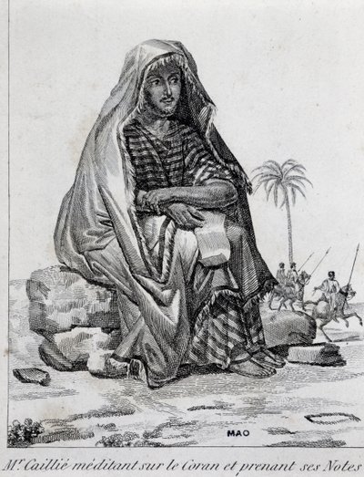 Rene Caillie (1799-1838), ontdekkingsreiziger in Arabische kleding, mediterend over de Koran door Unbekannt Unbekannt
