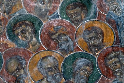 Heiligen, fresco op plafond van kerk van Agia Paraskevi, Anisaraki, Kreta, Griekenland (foto) door Unbekannt Unbekannt
