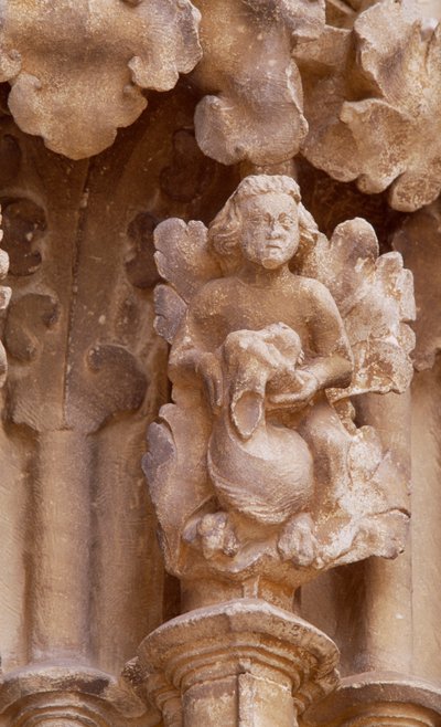 Spanje, Navarra, Ujue, Kerk van Santa Maria, Architectonisch detail door Unbekannt Unbekannt
