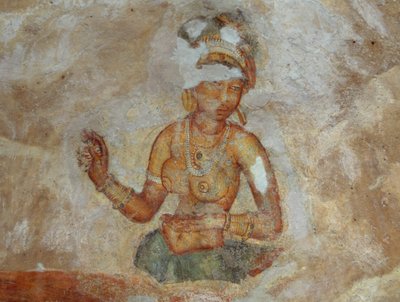 Sri Lanka, fresco van meisjes in Sigiriya archeologisch complex (UNESCO Werelderfgoedlijst) door Unbekannt Unbekannt
