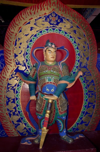 Standbeeld van een krijger in de houten Pagode van Yingxian (of Sakyamuni Pagode) nabij Datong, China. Chinese beschaving door Unbekannt Unbekannt