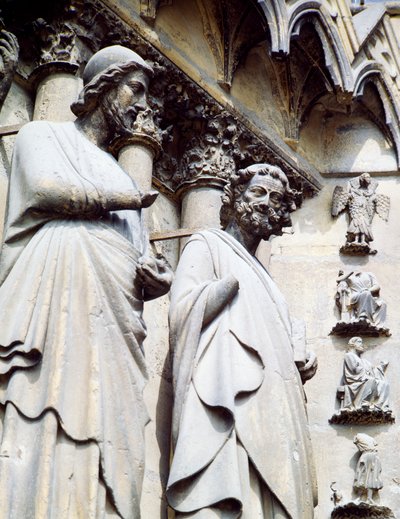 Beeld van een apostel, detail van de zuidelijke deur van de Kathedraal van Notre-Dame (UNESCO Werelderfgoedlijst) door Unbekannt Unbekannt
