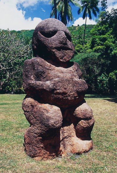 Tiki, marae (tempel) Arahurahu, Tahiti door Unbekannt Unbekannt