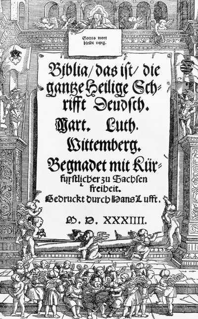 Titelpagina van de Bijbel van Martin Luther door Unbekannt Unbekannt