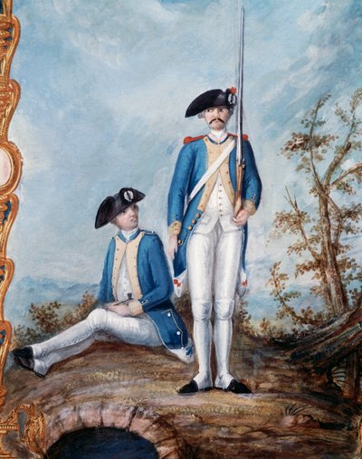 Uniformen van de Franse infanterie tijdens de Amerikaanse Onafhankelijkheidsoorlog, gouache door Nicolas Hoffmann door Unbekannt Unbekannt