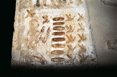 Muurschildering die een scène van bijenteelt uitbeeldt, op pilaar van de hypaethrale hof, uit het graf van Pabasa, Asasif (foto) door Unbekannt Unbekannt