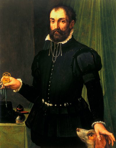 Portret van een man met een horloge, ca. 1558 door Unbekannt Unbekannt