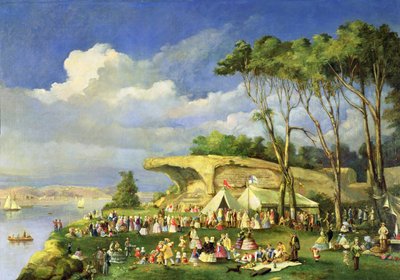 Picknick bij Mrs Macquaries Chair, 1855 door Lieutenant George Austin Woods