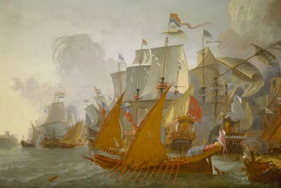 Actie tussen de Nederlandse vloot en Barbarijse piraten, c.1670 door Lieve Verschuier