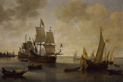Het staatsjacht van prins Willem II van Oranje met andere schepen door Lieve Verschuier