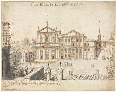 Achttien Zichten van Rome: De Kerk van Santa Maria in Vallicella, 1665 door Lievin Cruyl