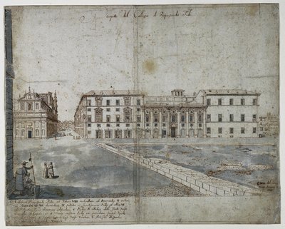 Achttien Zichten van Rome: Het Collegio di Propaganda Fide (recto) door Lievin Cruyl