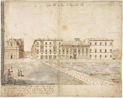Achttien Zichten van Rome: Het Collegio di Propaganda Fide recto, 1665 door Lievin Cruyl