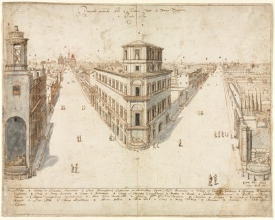 Achttien uitzichten van Rome: De Quattro Fontane richting Santa Maria Maggiore door Lievin Cruyl