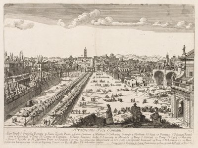 Foro Romano uit "Prospectus Locurum Urbis Romae Insign[ium]" door Lievin Cruyl