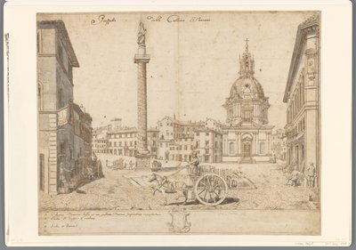 Gezicht te Rome met de zuil van Trajanus en de S. Maria di Loreto door Lievin Cruyl