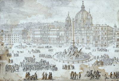 Piazza Navona in Rome, door Lievin Cruyl door Lievin Cruyl