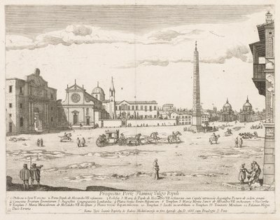 Piazza del Popolo uit Prospectus Locurum Urbis Romae Insign[ium] door Lievin Cruyl