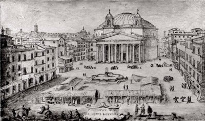 Zicht op het Pantheon, Rome, vroege 1670s door Lievin Cruyl