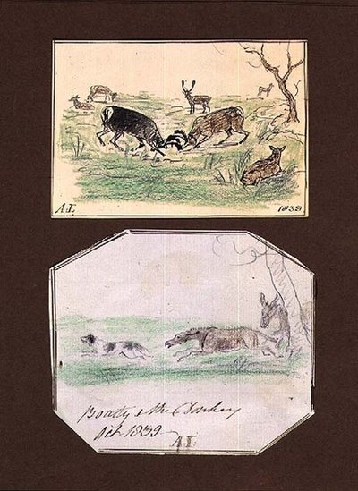 Scènes in het park bij Aynhoe (een pagina uit een schetsboek) door Lili Cartwright