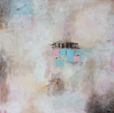 Roze en blauwe abstracte vormen door Lillian Christiansson