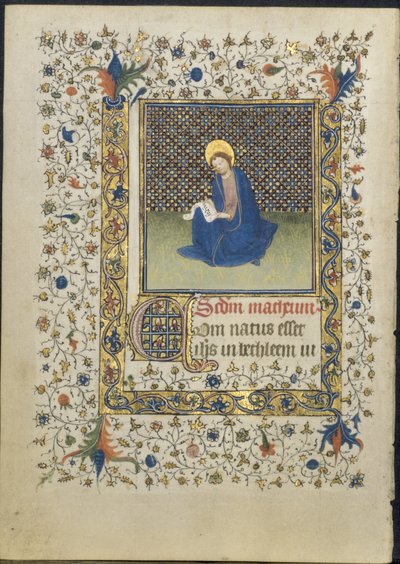 Blad uit een getijdenboek: Sint-Mattheüs door Limbourg Brothers