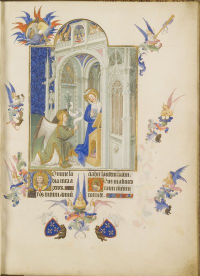 De Aankondiging Les Très Riches Heures du duc de Berry door Limbourg Brothers