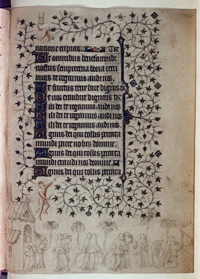 Litanie uit een getijdenboek: een grote processie in Rome tegen de pest door Limbourg Brothers