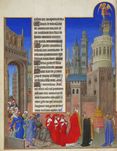 Très Riches Heures du duc de Berry: De Processie van Sint Gregorius, eerste deel door Limbourg Brothers
