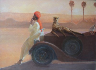 Cheetah op de motorkap door Lincoln Seligman