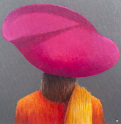 Magenta hoed, saffraanjasje, 2014 door Lincoln Seligman
