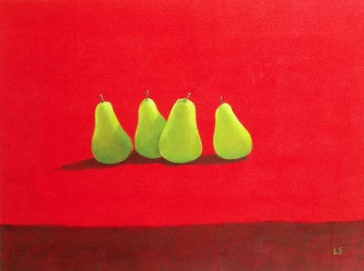 Peren op Rood Doek door Lincoln Seligman