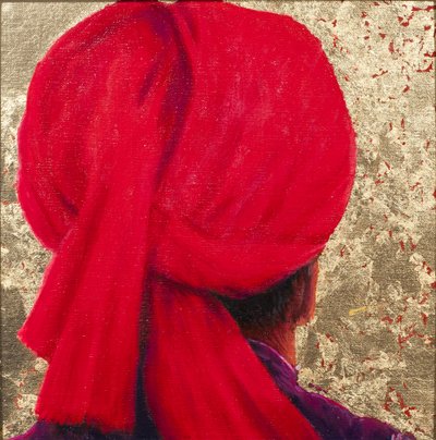 Rode tulband op bladgoud, 2014 door Lincoln Seligman