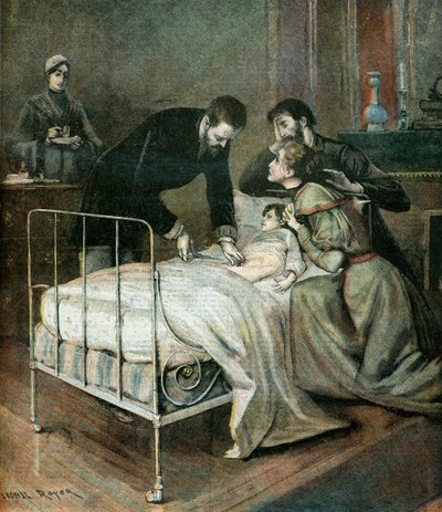 Dokter Emile Roux die een kind vaccineert door Lionel Noel Royer
