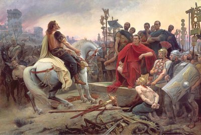Vercingetorix legt zijn wapens neer aan de voeten van Julius Caesar, 1899 door Lionel Noel Royer