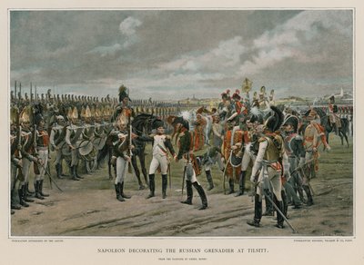 Napoleon decoreert de Russische grenadier in Tilsitt door Lionel Royer