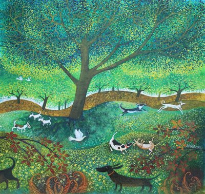 Hondsdagen, 2024 (acrylverf op linnen) door Lisa Graa Jensen