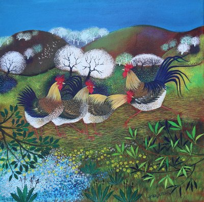 Rollicking Roosters, 2024 door Lisa Graa Jensen
