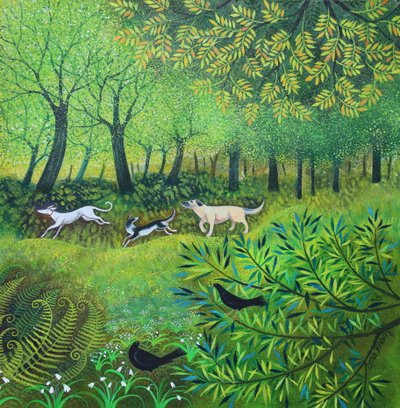 Drie vrienden, 2024 (acrylverf op doek) door Lisa Graa Jensen