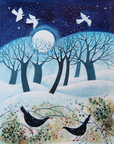 Wintervogels in de sneeuw door Lisa Graa Jensen