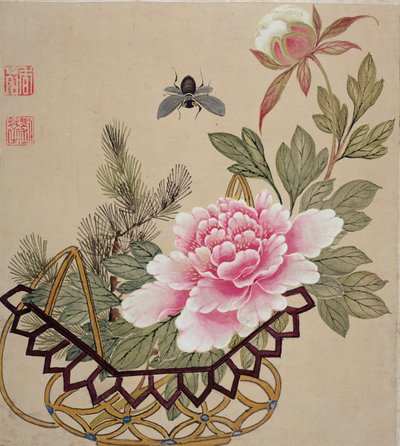 Een van een Serie Schilderijen van Bloemen en Insecten, eind 19e eeuw door Liu Hua